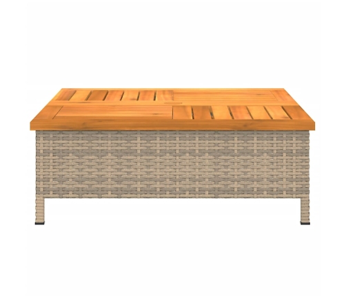 Mesa de jardín ratán y madera de acacia beige 70x70x25 cm