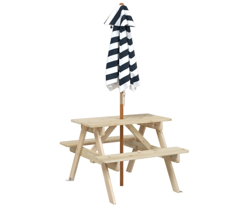 Mesa de picnic para 4 niños agujero para sombrilla madera abeto