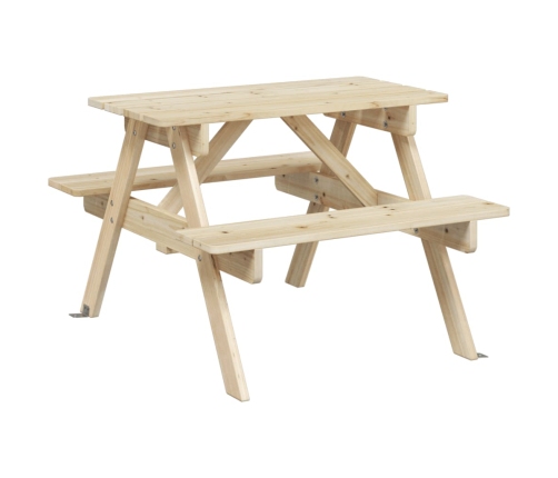 Mesa de picnic para 4 niños agujero para sombrilla madera abeto