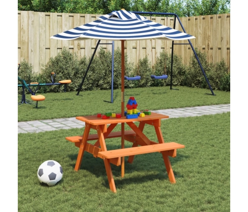 Mesa de picnic para 4 niños agujero para sombrilla madera abeto