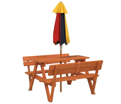 Mesa de picnic para 4 niños agujero para sombrilla madera abeto