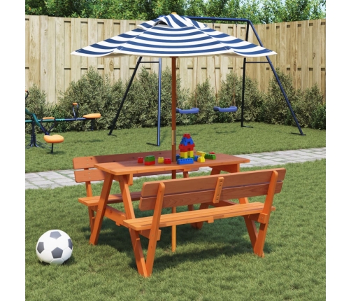 Mesa de picnic para 4 niños agujero para sombrilla madera abeto