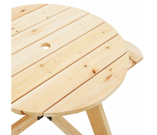 Mesa de picnic para 4 niños agujero para sombrilla madera abeto