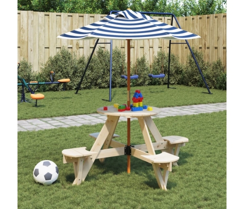 Mesa de picnic para 4 niños agujero para sombrilla madera abeto