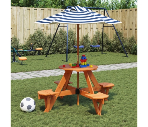 Mesa de picnic para 4 niños agujero para sombrilla madera abeto