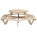 Mesa de picnic hexagonal 6 niños agujero sombrilla madera abeto