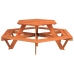 Mesa de picnic hexagonal 6 niños agujero sombrilla madera abeto