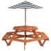 Mesa de picnic hexagonal 6 niños agujero sombrilla madera abeto