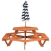 Mesa de picnic hexagonal 6 niños agujero sombrilla madera abeto