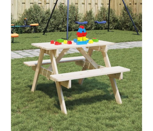 Mesa de picnic para 4 niños agujero para sombrilla madera abeto