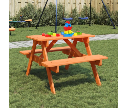 Mesa de picnic para 4 niños agujero para sombrilla madera abeto