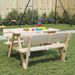 Mesa de picnic para 4 niños agujero para sombrilla madera abeto