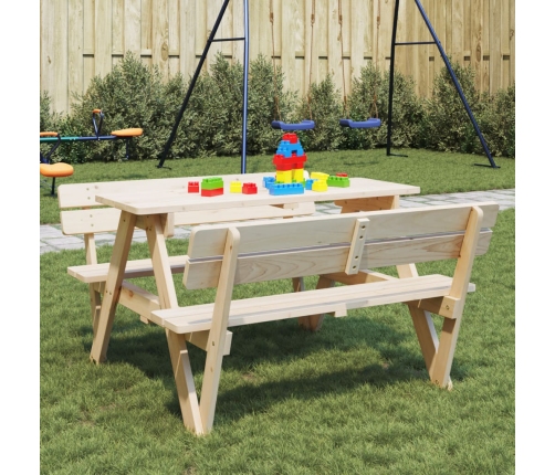 Mesa de picnic para 4 niños agujero para sombrilla madera abeto