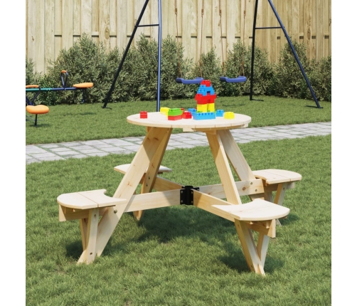 Mesa de picnic para 4 niños agujero para sombrilla madera abeto