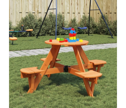 Mesa de picnic para 4 niños agujero para sombrilla madera abeto