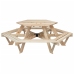 Mesa de picnic hexagonal 6 niños agujero sombrilla madera abeto