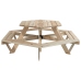 Mesa de picnic hexagonal 6 niños agujero sombrilla madera abeto