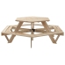 Mesa de picnic hexagonal 6 niños agujero sombrilla madera abeto