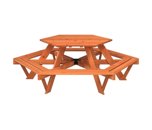 Mesa de picnic hexagonal 6 niños agujero sombrilla madera abeto