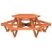 Mesa de picnic hexagonal 6 niños agujero sombrilla madera abeto