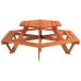 Mesa de picnic hexagonal 6 niños agujero sombrilla madera abeto