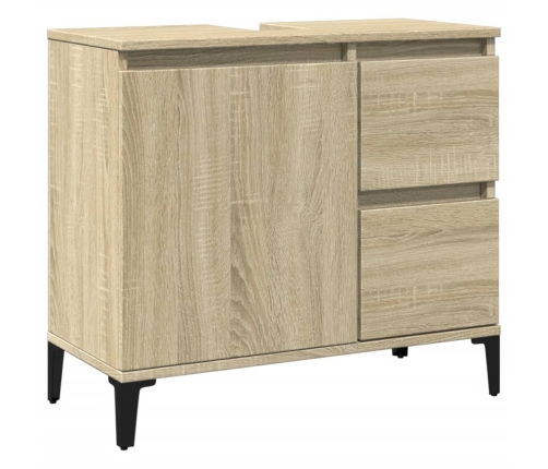 Armario de baño madera contrachapada roble Sonoma 65x33x60 cm