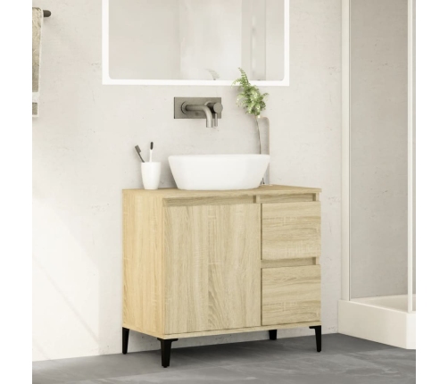 Armario de baño madera contrachapada roble Sonoma 65x33x60 cm