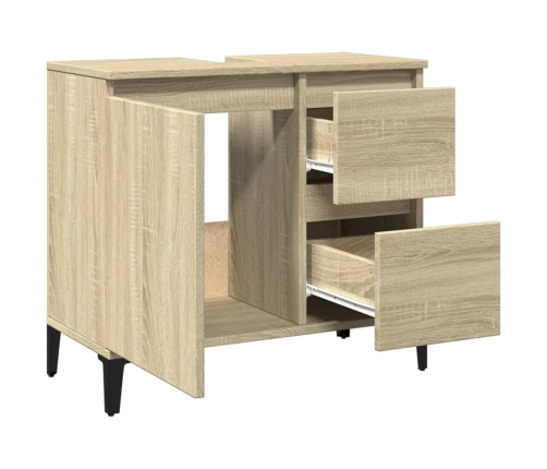 Armario de baño madera contrachapada roble Sonoma 65x33x60 cm