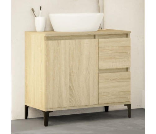 Armario de baño madera contrachapada roble Sonoma 65x33x60 cm