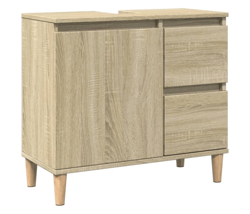 Armario de baño madera contrachapada roble Sonoma 65x33x60 cm