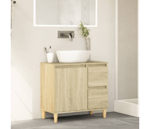 Armario de baño madera contrachapada roble Sonoma 65x33x60 cm