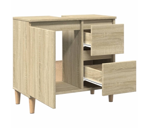 Armario de baño madera contrachapada roble Sonoma 65x33x60 cm