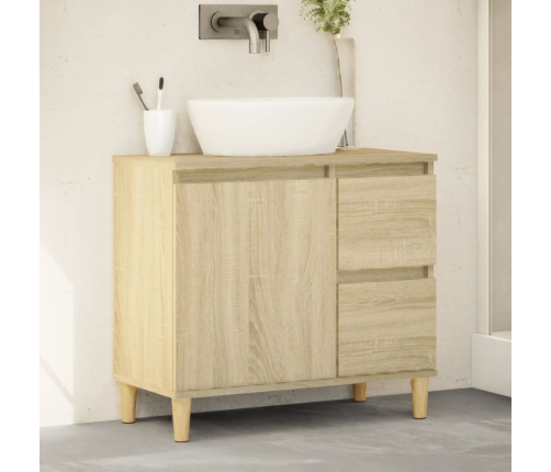 Armario de baño madera contrachapada roble Sonoma 65x33x60 cm