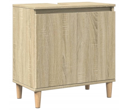 Armario de lavabo madera contrachapada roble Sonoma 58x33x60 cm