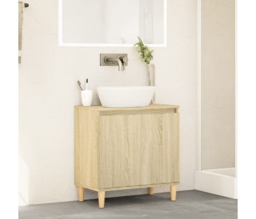 Armario de lavabo madera contrachapada roble Sonoma 58x33x60 cm