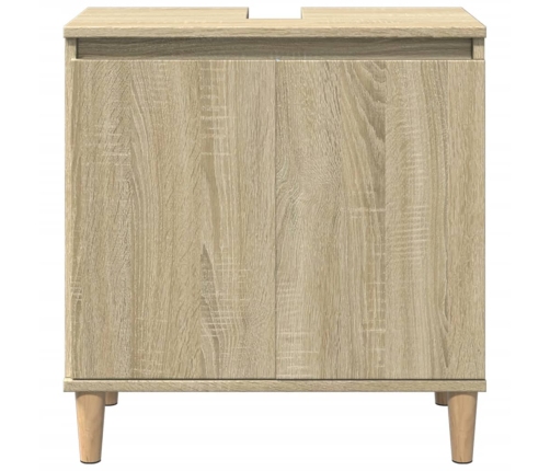 Armario de lavabo madera contrachapada roble Sonoma 58x33x60 cm