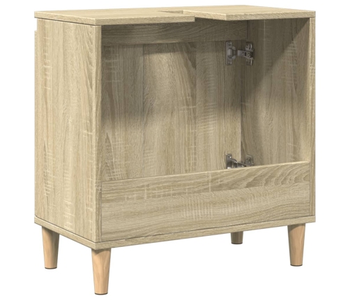 Armario de lavabo madera contrachapada roble Sonoma 58x33x60 cm