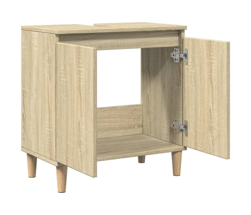 Armario de lavabo madera contrachapada roble Sonoma 58x33x60 cm