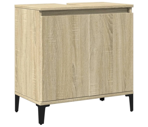 Armario de lavabo madera contrachapada roble Sonoma 58x33x60 cm