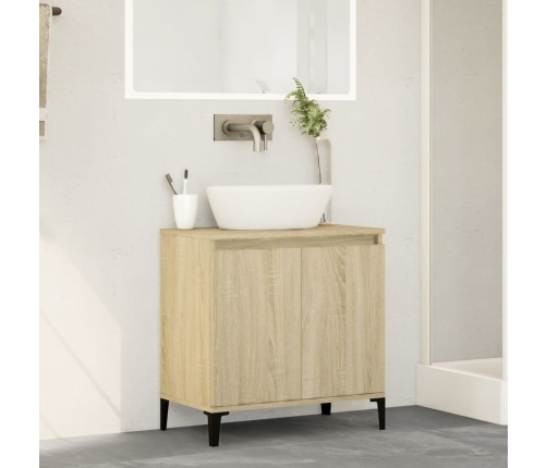 Armario de lavabo madera contrachapada roble Sonoma 58x33x60 cm