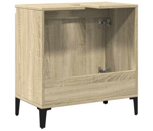 Armario de lavabo madera contrachapada roble Sonoma 58x33x60 cm