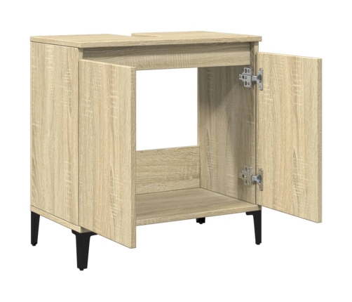 Armario de lavabo madera contrachapada roble Sonoma 58x33x60 cm