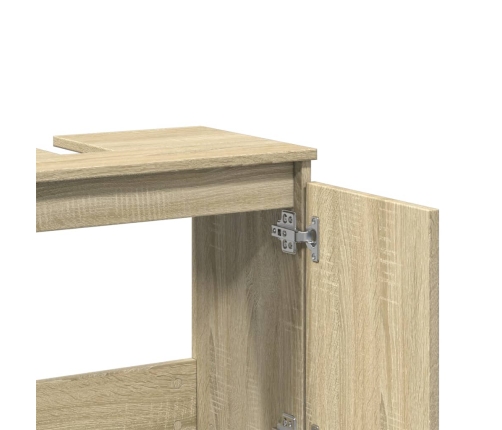 Armario de lavabo madera contrachapada roble Sonoma 58x33x60 cm