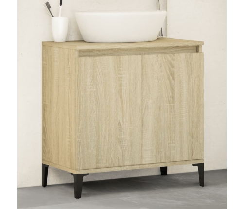 Armario de lavabo madera contrachapada roble Sonoma 58x33x60 cm