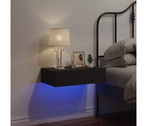 Mesita de noche de pared con luces LED gris