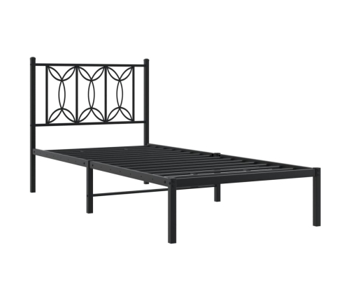 Estructura cama sin colchón con cabecero metal negro 75x190 cm