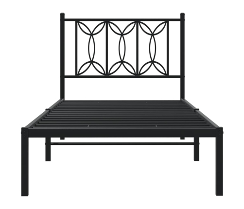 Estructura cama sin colchón con cabecero metal negro 75x190 cm