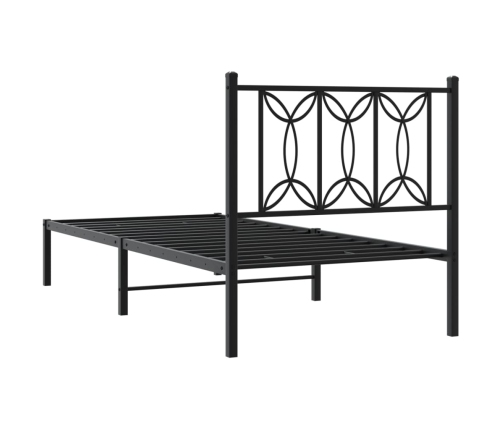 Estructura cama sin colchón con cabecero metal negro 75x190 cm