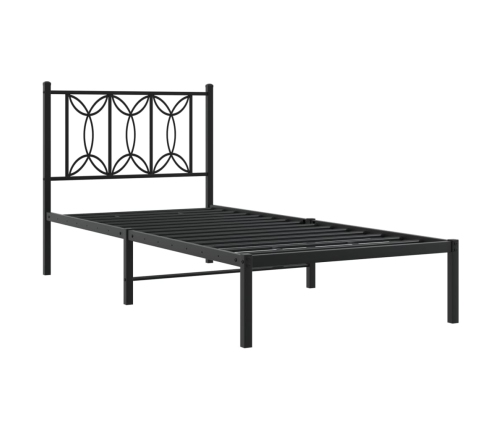 vidaXL Estructura de cama con cabecero metal negro 80x200 cm