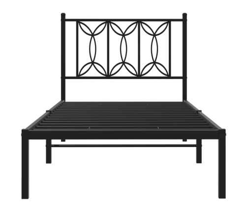 vidaXL Estructura de cama con cabecero metal negro 80x200 cm